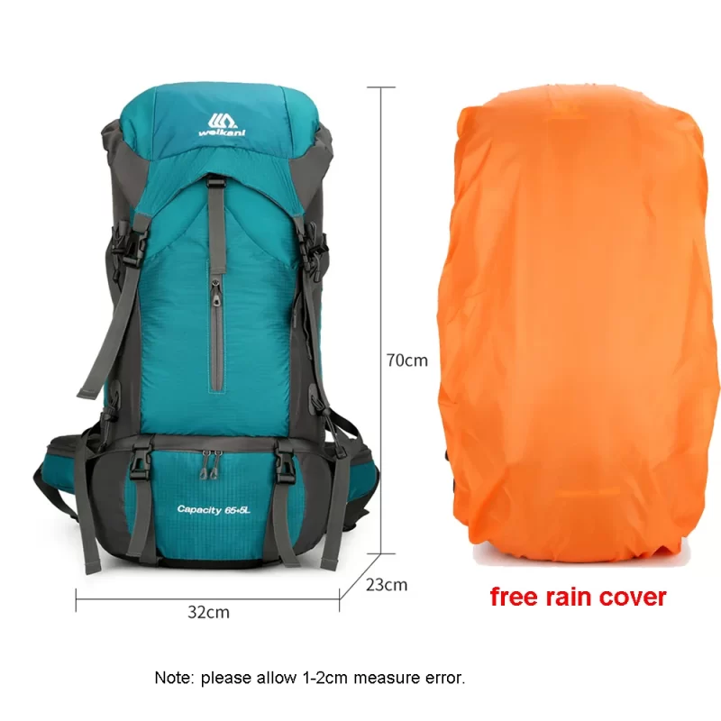 70L Nylon Camping Backpack Travel Bag With Rain Cover Outdoor Hiking Daypack Mountaineering Backpack Men Shoulder Bags Luggage 6