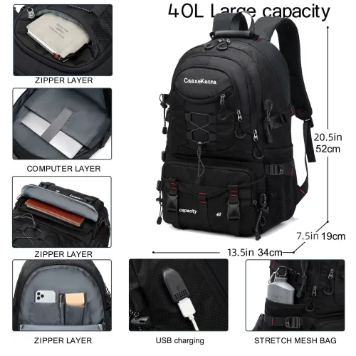 Travel backpack 40L waterproof lightweight outdoor hiking, men's and women's camping backpack 2